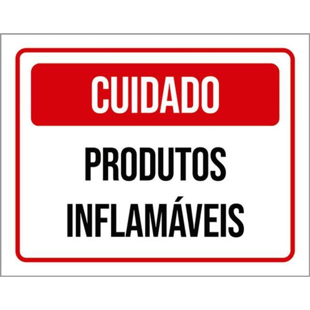 Kit 10 Placas Cuidado Produtos Inflamáveis
