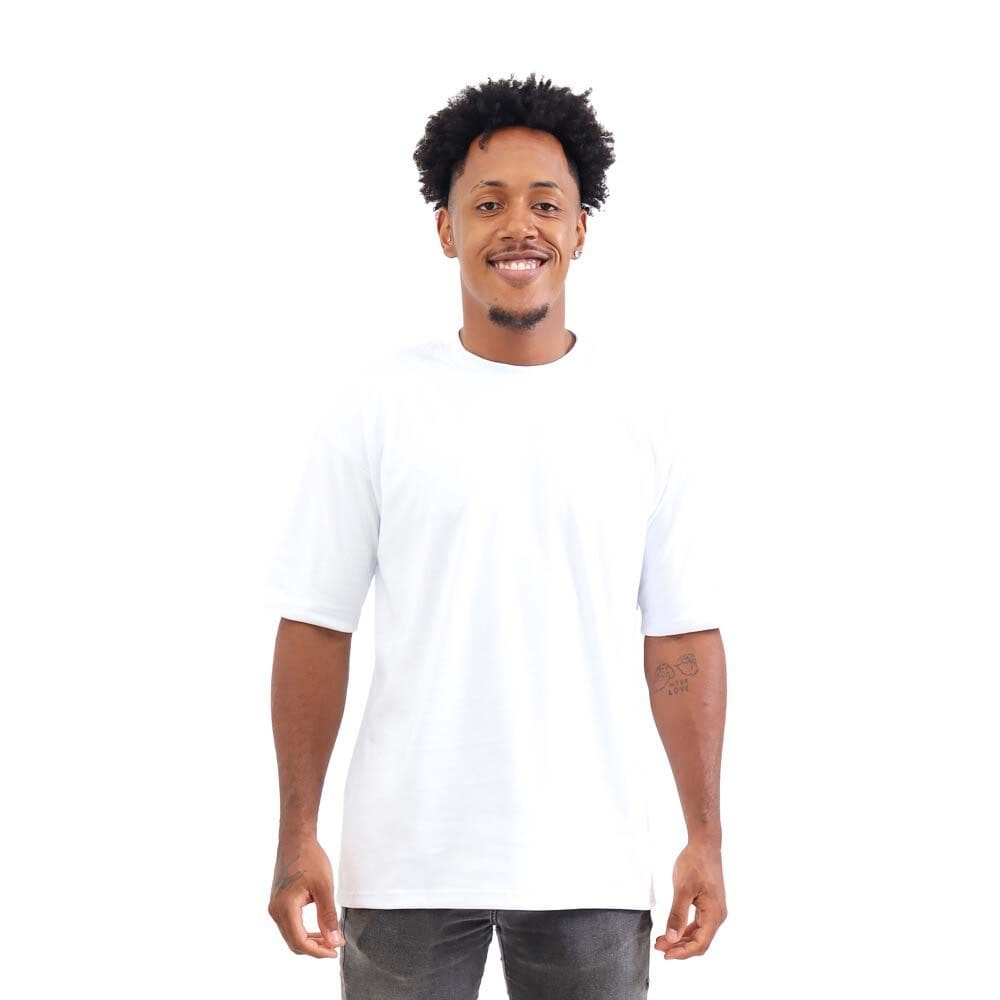 Camisa Oversized Comprida 100% Algodao Fio 30.1 Penteado Masculina Gola Redonda Streetwear Basica