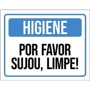 Kit 5 Placas Sinalização Higiene Por Favor Sujou Limpe Azul