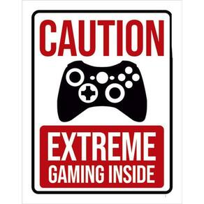 Kit 5 Placas Sinalização Caution Extreme Gaming Inside Xb