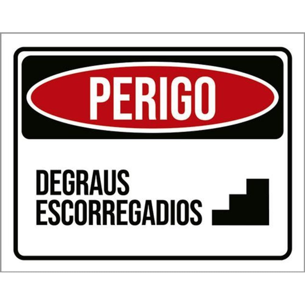 Kit 5 Placas Sinalização Perigo Degraus Escorregadios Ícone