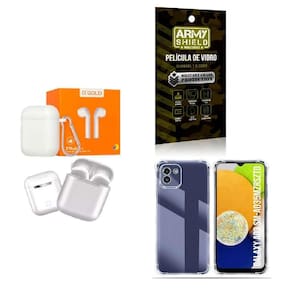 Kit Fone Sem Fio + Capinha Samsung A03 + Película 3D