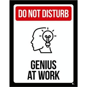 Kit 5 Placas Sinalização - Do Not Disturb Genius At Work