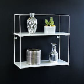 Prateleira Aramada com Madeira Quadrada Branco