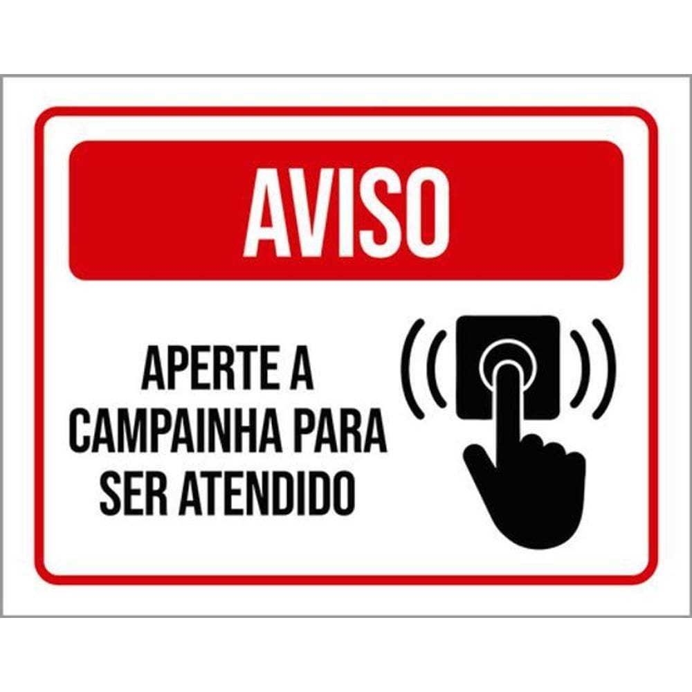 Kit 10 Placas Aviso Aperte Campainha Ser Atendido Desenho