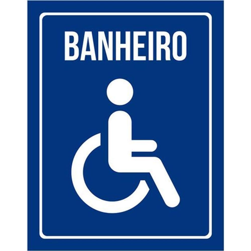 Kit 5 Placas Sinalização - Azul Banheiro Acessível