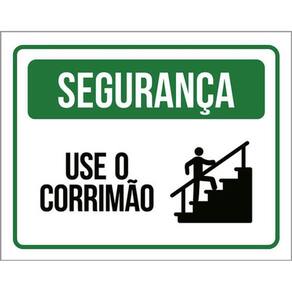 Kit 5 Placas Segurança Use Corrimão Verde 36X46