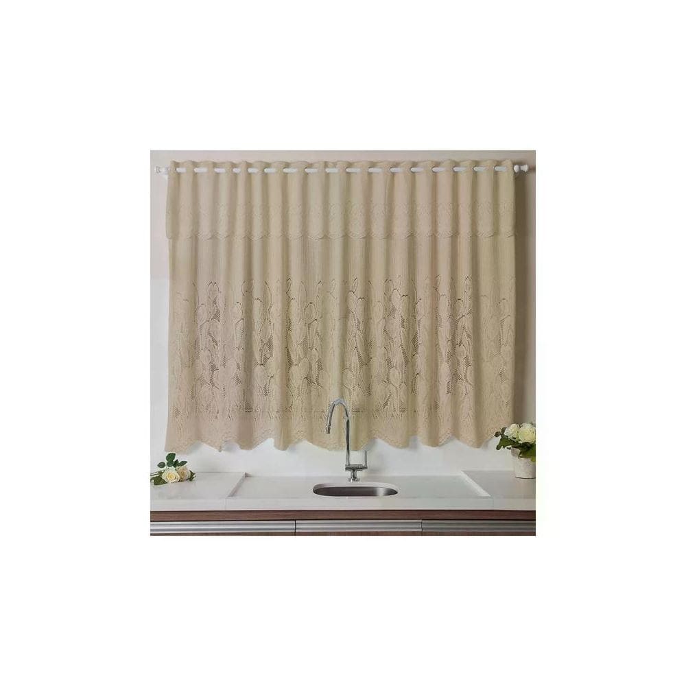 Cortina para Cozinha Donna Inter 220x120 cm Renda Tulipinha Desert com Bandô
