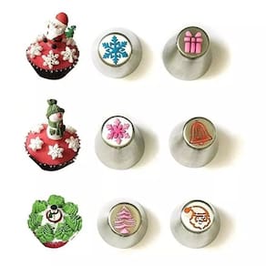Kit Bicos De Confeitar Russo Decorativos Natalino Inox 6 Peças