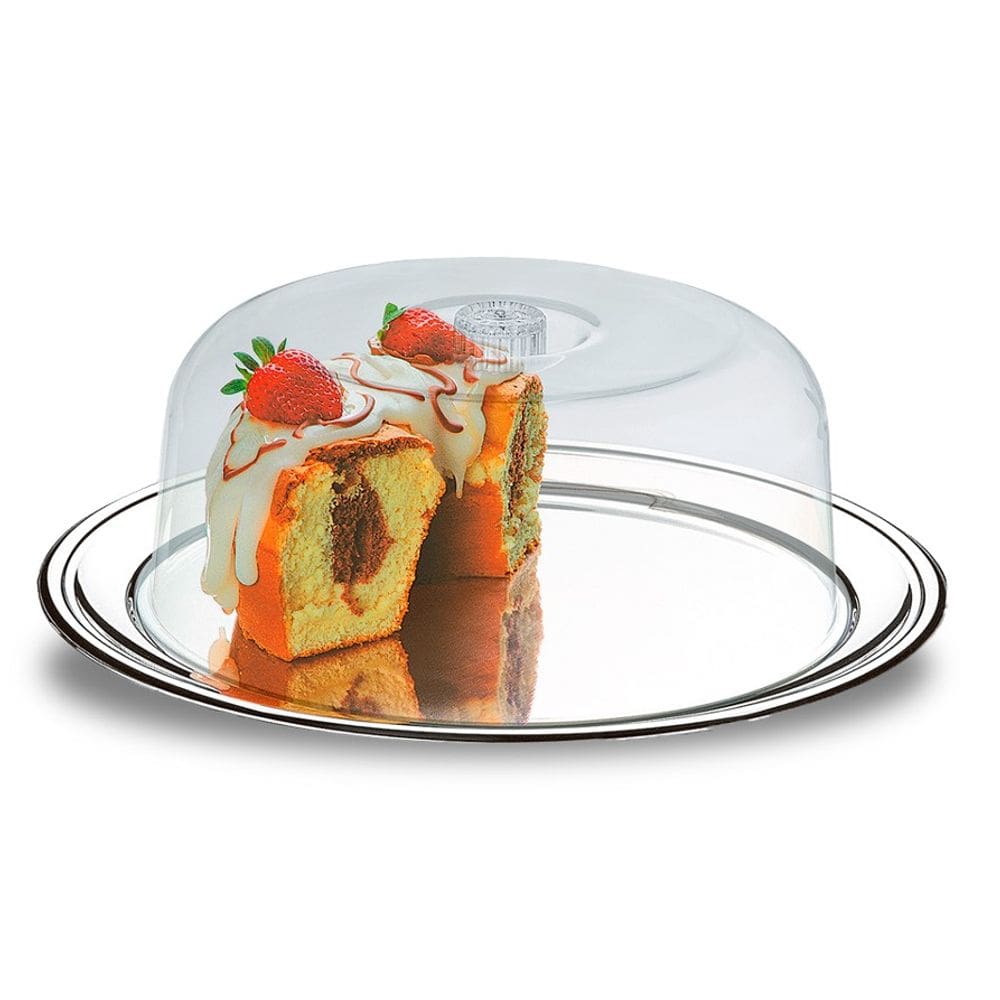 Conjunto Bolos Brinox Petúnia Inox c/ Cúpula PS 32cm