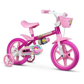 Bicicleta Infantil Aro 12 Com Rodinhas Nathor Flower Rosa