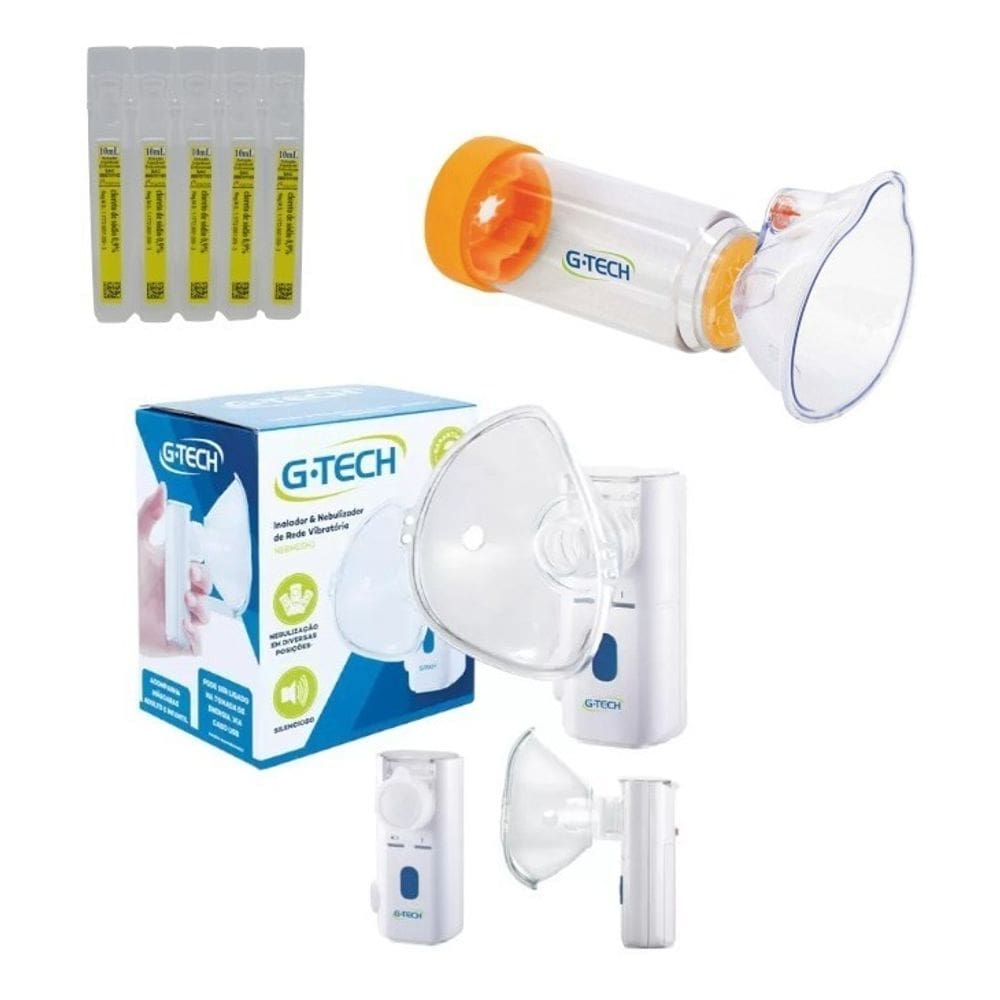 Kit Inalador Nebmeshi Gtech + Espaçador G-tech + Soro 50 Ml