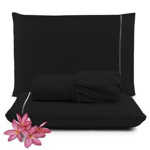 Jogo Cama Lençol Unique 400 Fios Ponto Palito - Preto