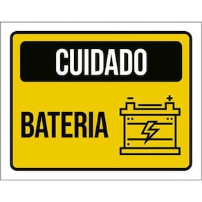 Kit 5 Placas Cuidado Bateria Amarela Ícone 36X46