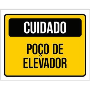 Kit 5 Placas Sinalização - Cuidado Poço Elevador