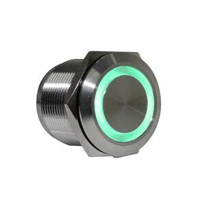 Botões Metálicos Inox 22mm LED Verde 12V - IP65