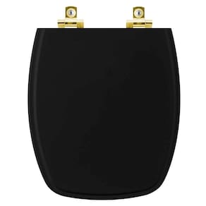Assento Sanitário com Amortecedor Stylus Preto para vaso Celite com Ferragem Dourada