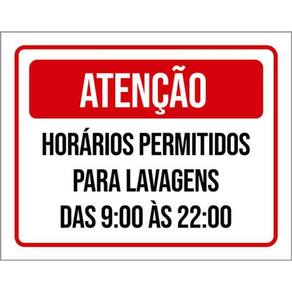 Kit 5 Placas Horários Permitidos Para Lavagens 36X46