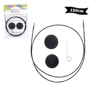 Cabo Para Agulha Circular Intercambiável Knitpro Preto 150Cm