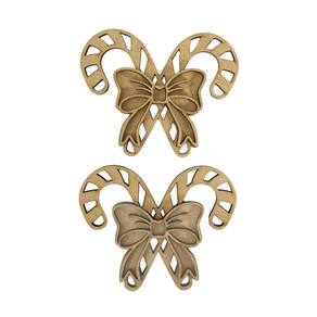 Aplique Laser Mdf - Bengala Dupla Com Laço 12 Cm - 2 Unid
