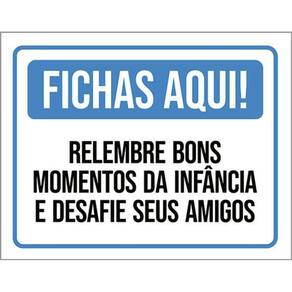 Kit 3 Placas Fichas Aqui Relembre Bons Momentos Infância