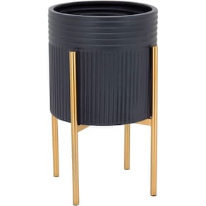 Cachepô Vaso Decorativo Planta Metal 38x22x22cm Preto
