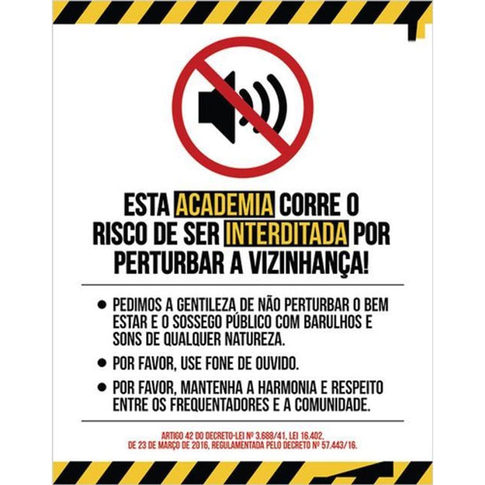 Kit 3 Placas De Sinalização - Academia Não Faça Barulho