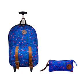 Mochila Rodinha Feminina Cor Marinho Lhama Escolar Ótima