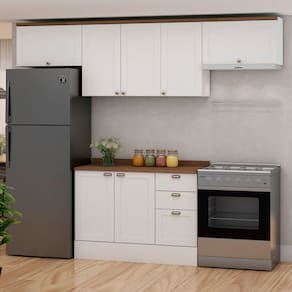 Cozinha Compacta Iluminata 7 Portas 3 Gavetas 100% Mdf Branco/ébano - Genialflex