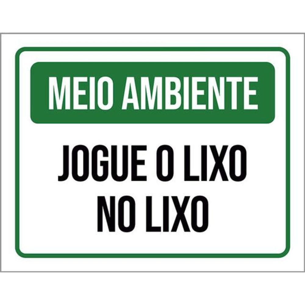Kit 3 Placas Meio Ambiente Jogue Lixo No Lixo Verde