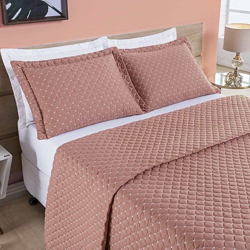 Cobre Leito Queen Doroty Micropercal Rosé