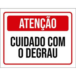 Kit 3 Placas Atenção Cuidado Com Degrau Vermelha