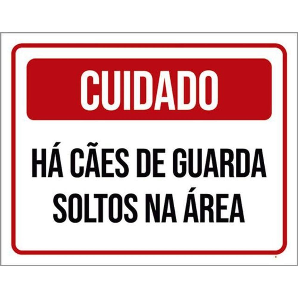 Kit 5 Placas Cuidado Cães Guarda Soltos 36X46