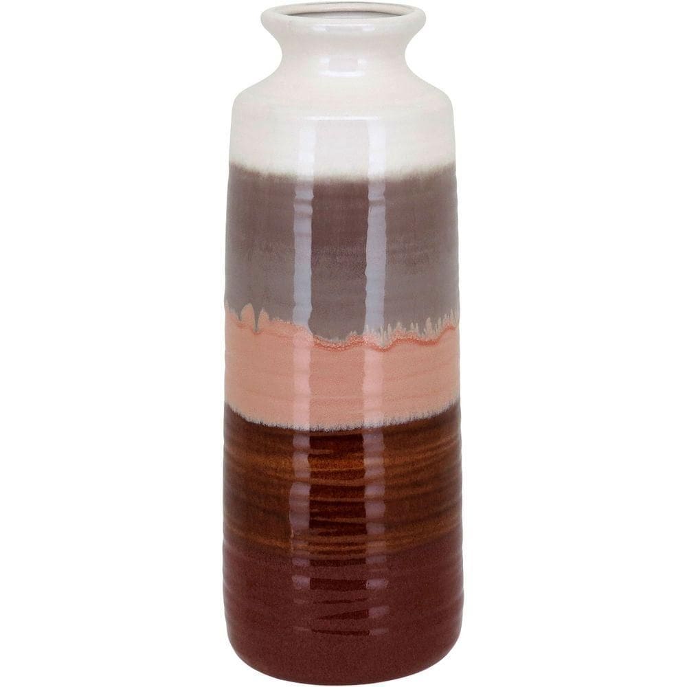 Vaso Decorativo Enfeite Casa Cerâmica 40x15x15cm Marrom