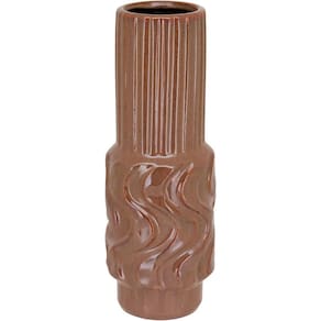 Vaso Decorativo Enfeite Casa Cerâmica 30x10x10cm Bege