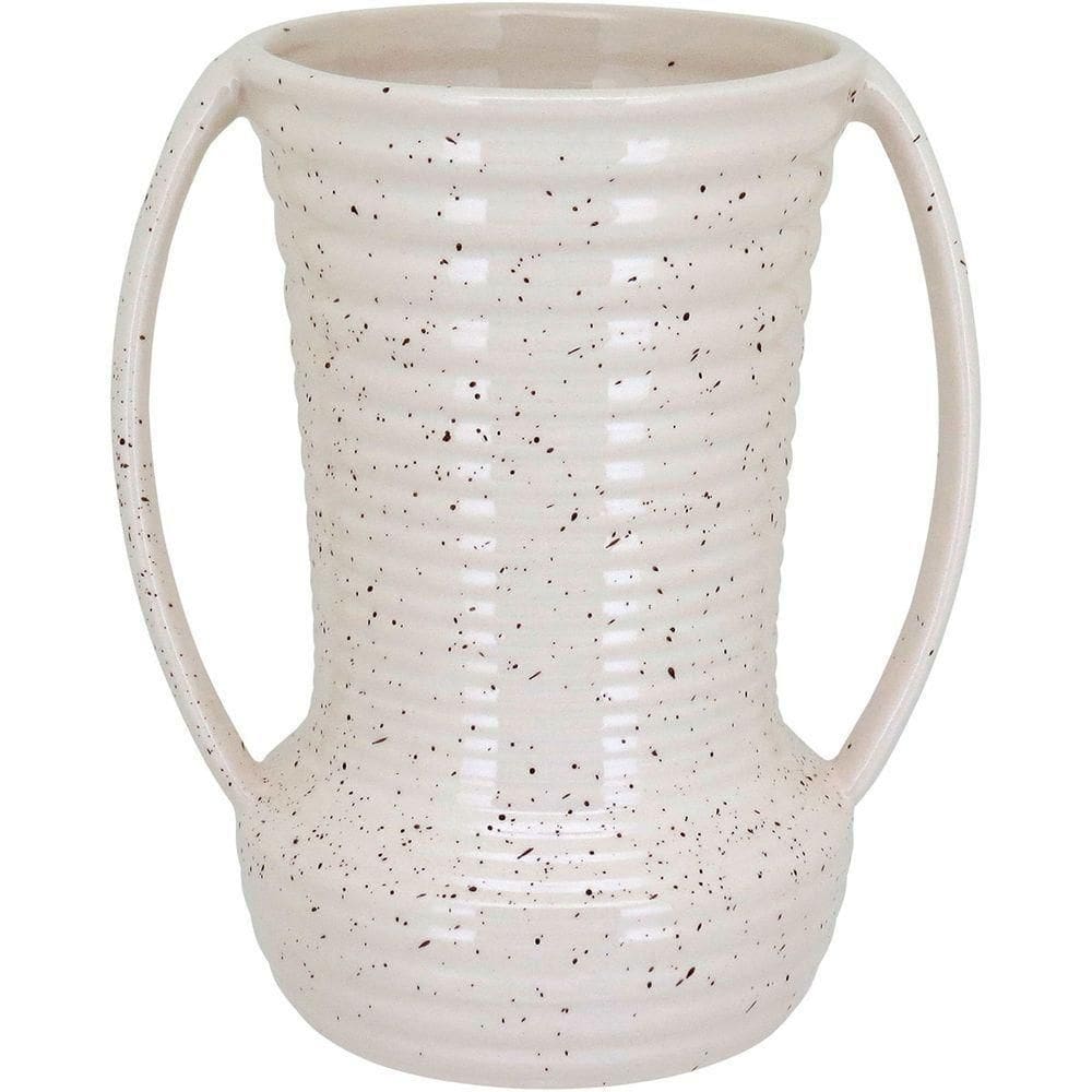 Vaso Decorativo Enfeite Casa Cerâmica 23x20x20cm Marfim