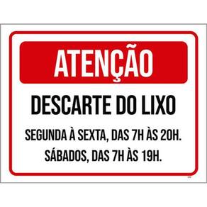 Kit 5 Placas Atenção Descarte Lixo Vermelha 36X46