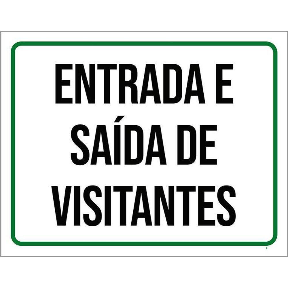Placa Sinalização Entrada E Saída De Visitantes 27X35