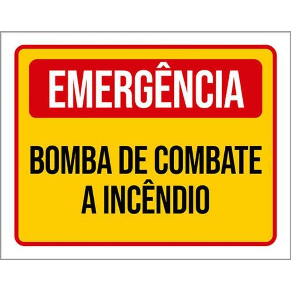 Kit 5 Placas Emergência Bomba Combate Incêndio 36X46