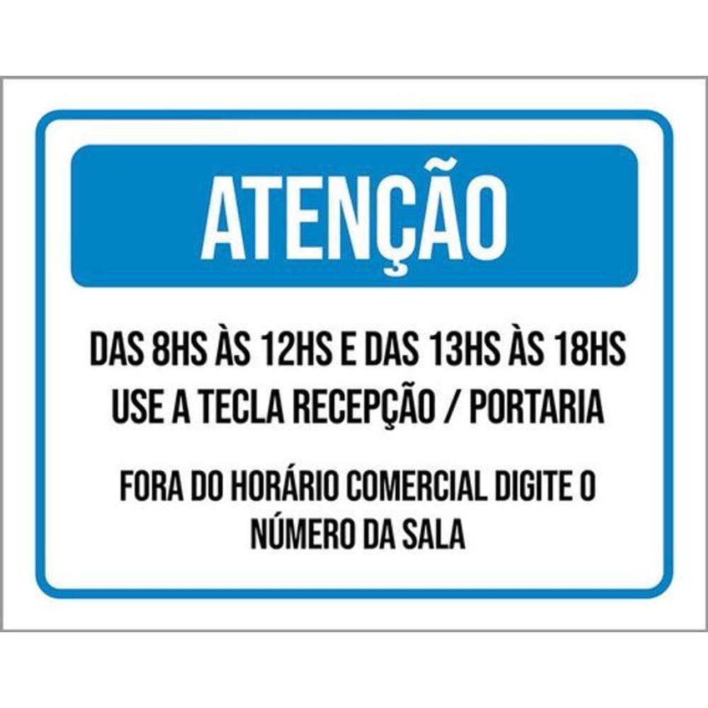 Kit 3 Placas Atenção Use Tecla Recepção Portaria