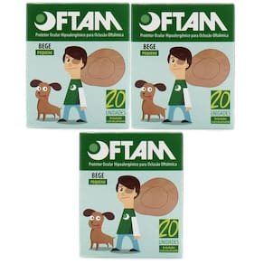 Kit 3 Protetores Ocular Oftam Pequeno Bege Cx C/20 Unidades