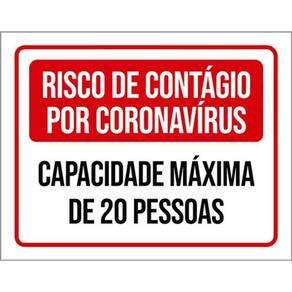 Kit 5 Placas Risco Contágio 20 Pessoas 36X46