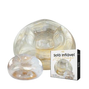 Poltrona Inflável Lazy Lounge Glitter com Puff Vg Plus Gold