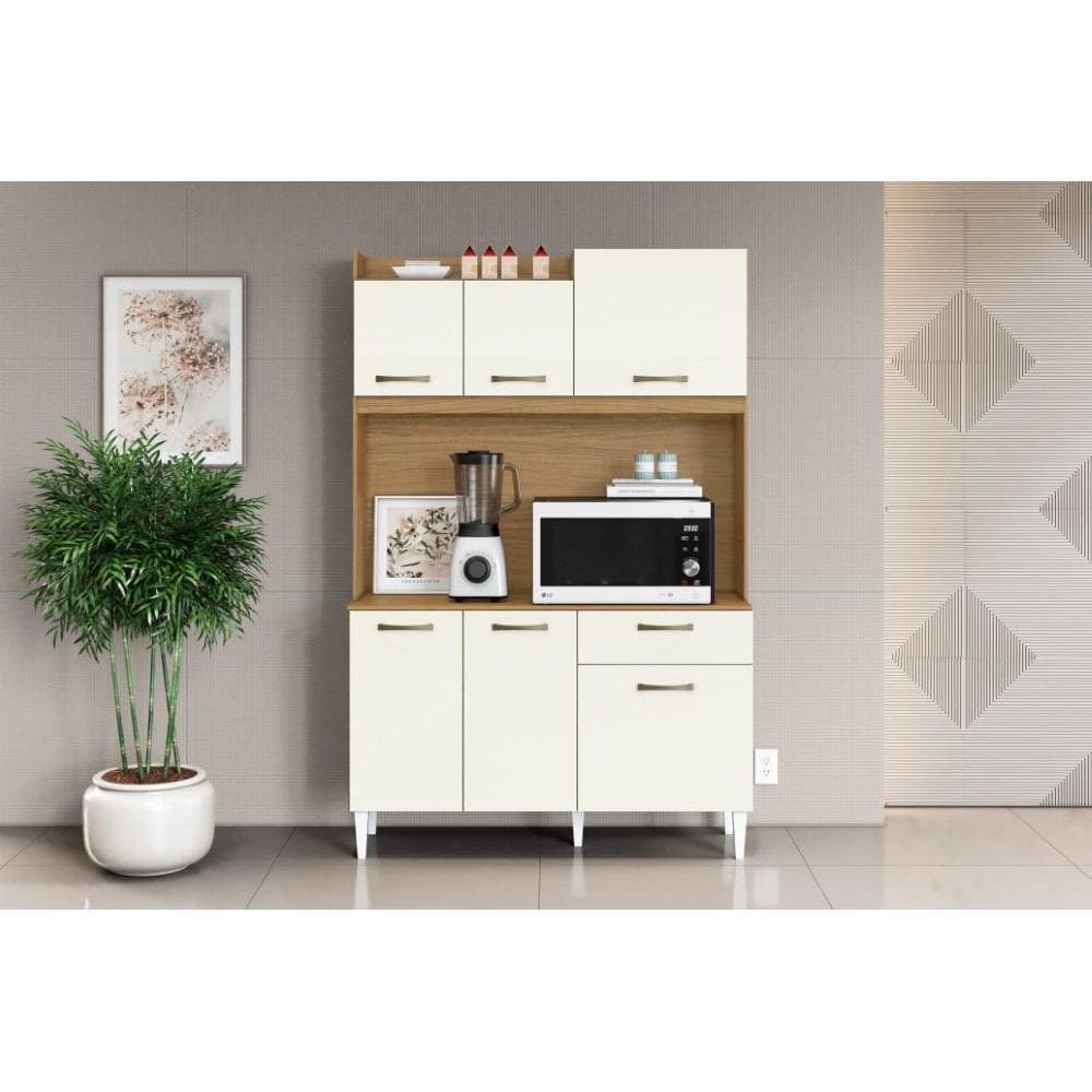 Armário Cozinha Compacta Berlim 6 Portas 1 Gaveta Atacama Off White - Aramóveis