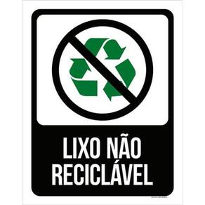 Kit 3 Placas Sinalização - Lixo Não Reciclável