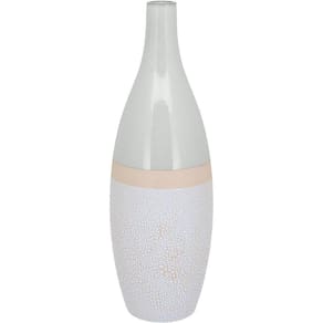 Vaso Decorativo Enfeite Casa Cerâmica 41x13x13cm Marfim