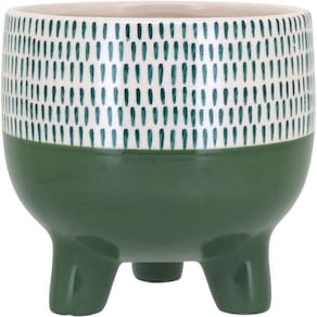 Cachepô Vaso Decorativo Planta Cerâmica 15x16x16cm Verde