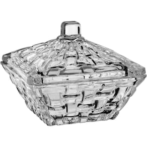 Potiche Quadrado Home&co Com Tampa Vidro 5x7x7cm Transparente Baleiro