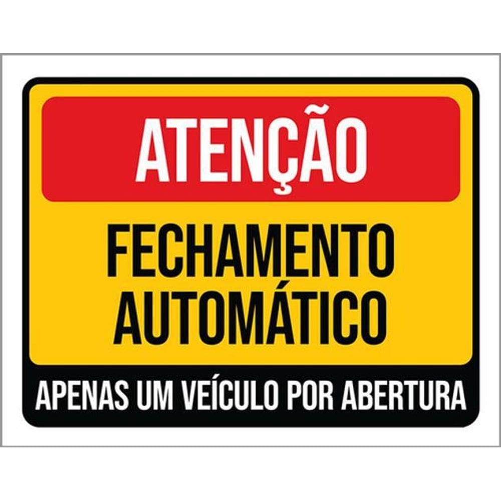 Kit 5 Placas Atenção Fechamento Automático 36X46