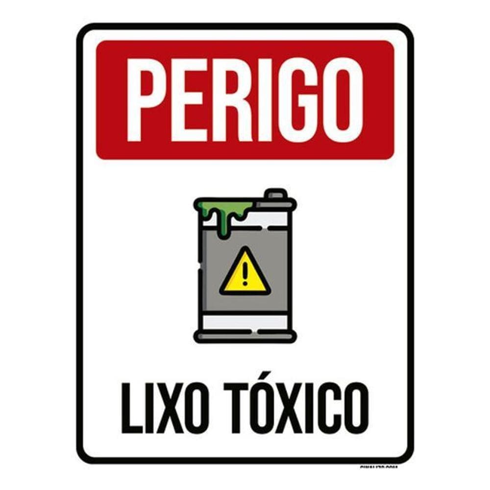 Kit 5 Placas Perigo Lixo Tóxico Desenho 36X46